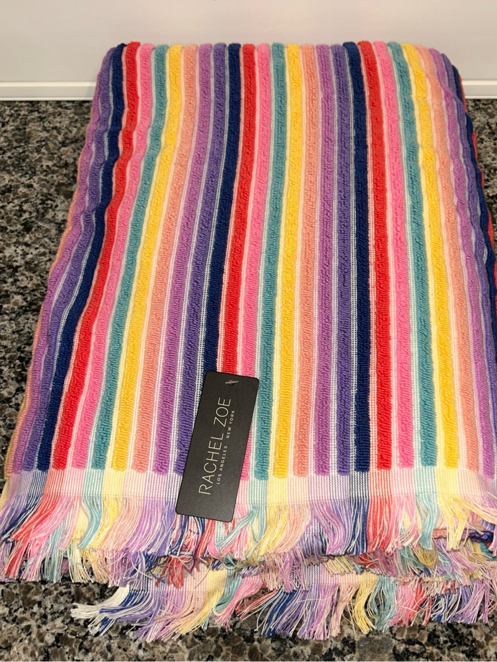 Rachel Zoe Rainbow Striped 40" x 70" Beach Large Bath Sheet Towel New
